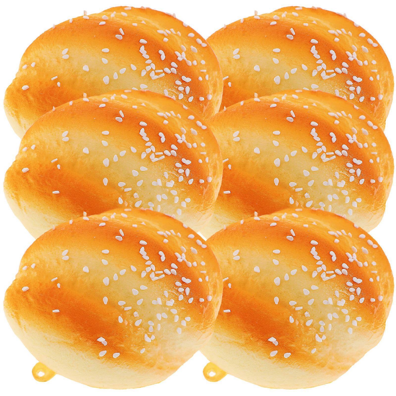 Simulation Bread PU Roll Bread Model for Decoration 6Pcs Pack