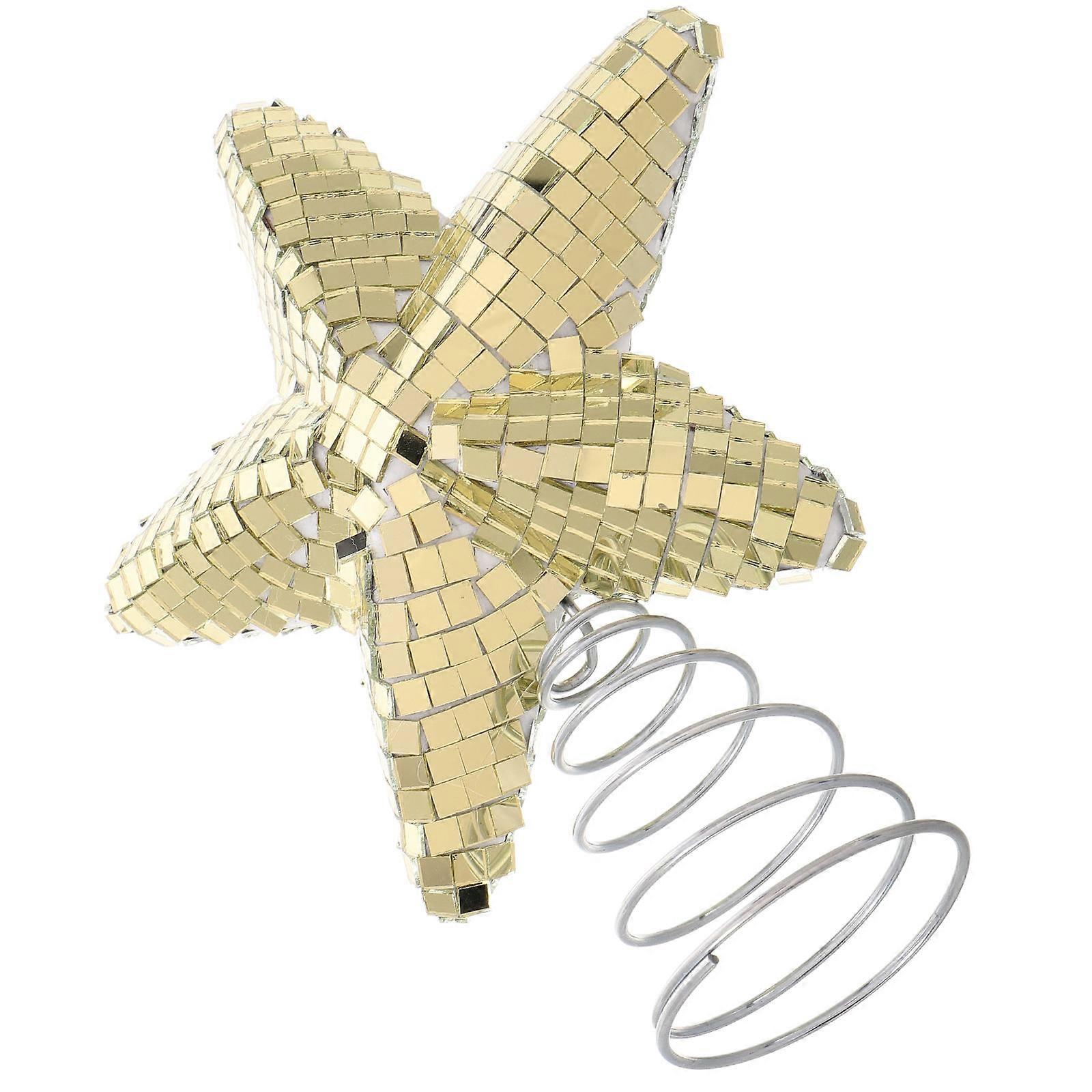 Xmas Tree Star Tree Topper with Glitter Mini Golden Decoration