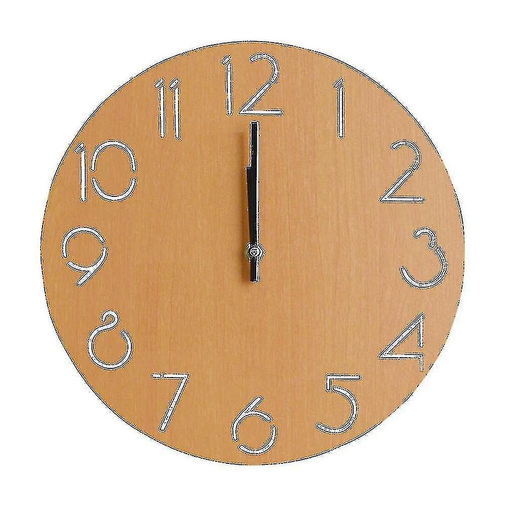 Simple Solid Round Wooden Wall Clock