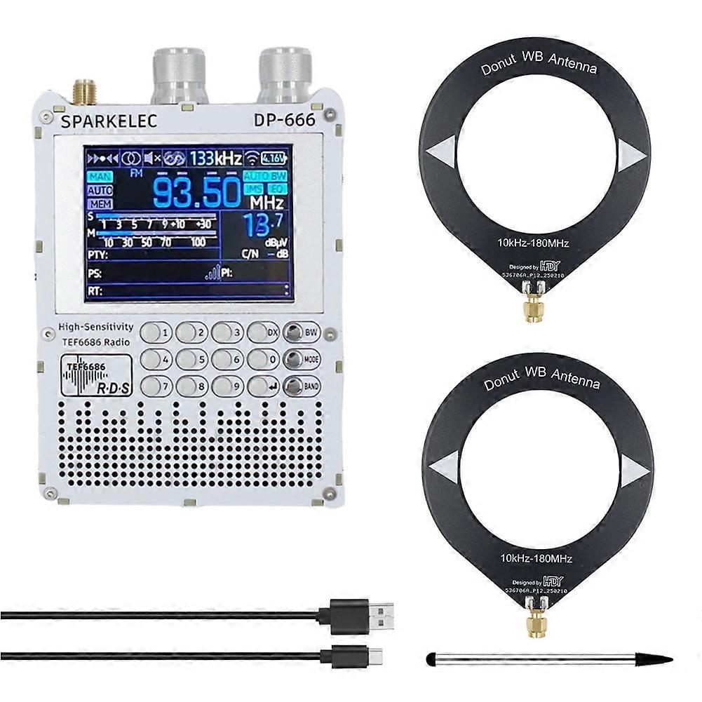 TEF6686 Radio+Loop Antenna DP-666 Full Band FM/LW/MW/SW Shortwave Radio ESP32 RDS 2.8 Inch IPS Touch Screen