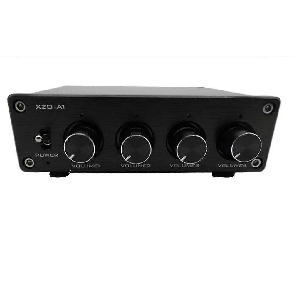HIFI Lossless 1 Input 4 Output RCA HUB Audio Distributor Signal Selector Switch Source Switcher Volume Amplifier(Silver)