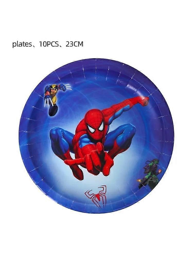 Disney Spider Man themed birthday paper plates cups tissues knives forks spoons party decorations tableware supplies 10PCS 9in plate