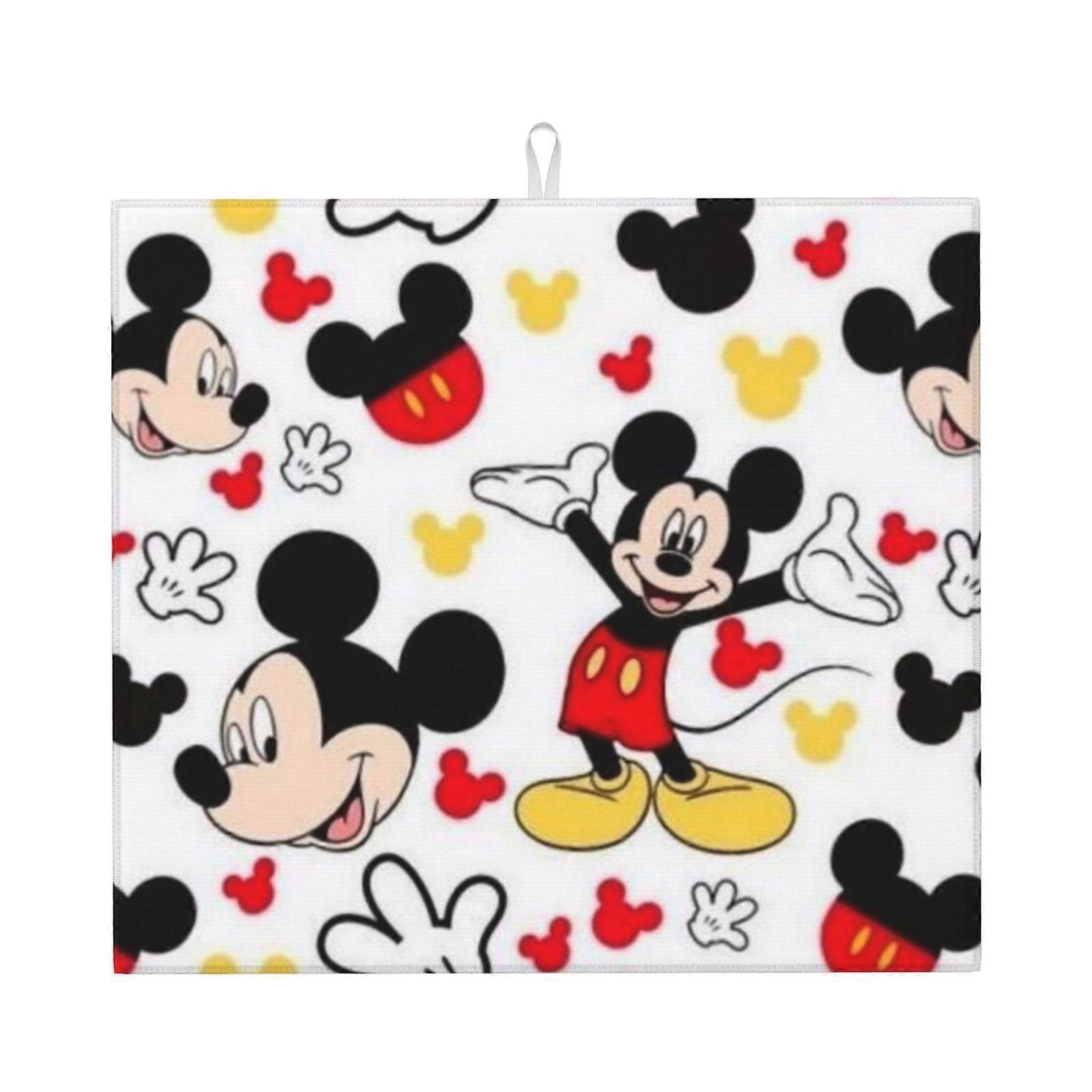 Geschirrtrockenmatte mit Mickey-Mouse-Motiv für die Küchenarbeitsplatte, Mikrofaser-Geschirrtuchmatte, schnell absorbierende Abtropfmatte