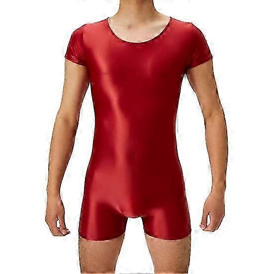 Slim Fit Romper for Men with Glossy Surface and Elastic Fabric
