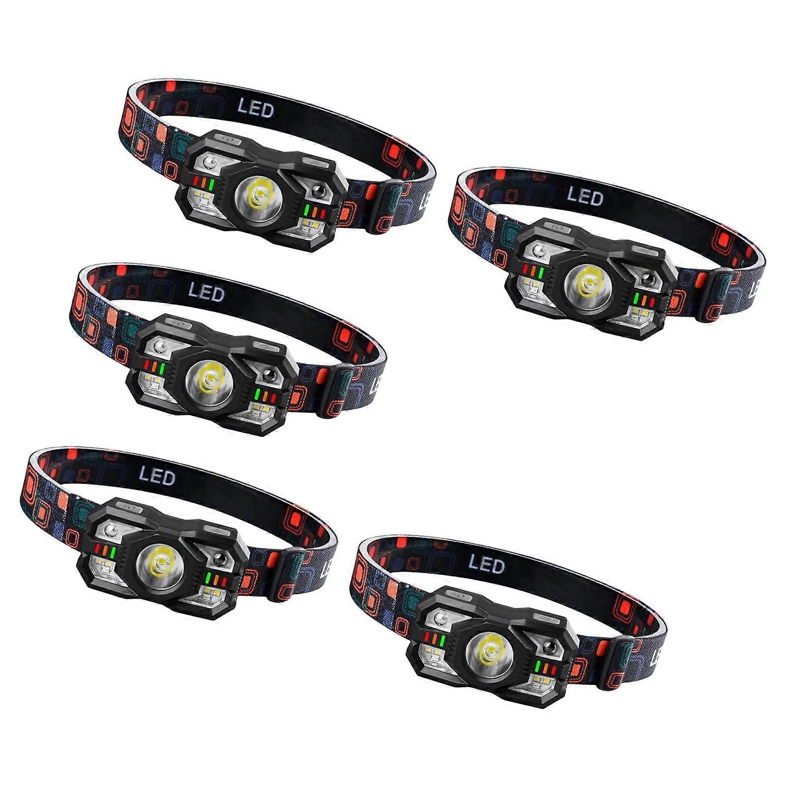Rechargeable Headlight Portable Induction Waterproof Head Flashlight for Camping Motion Head Lamp LED Headlamp Multicolor