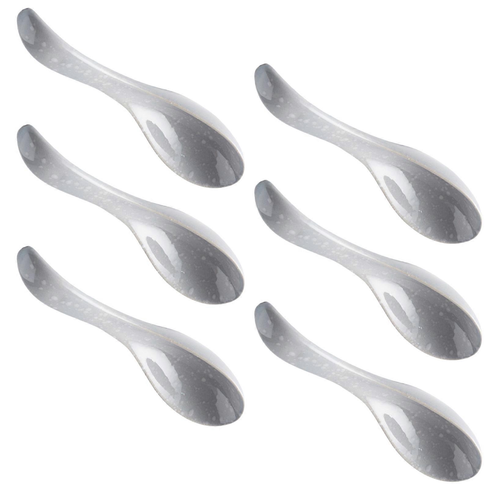 Set of 6 Ceramic Spoons With Unique Color Variation User Friendly and Safe Ceramic Texture for Daily Cooking Use Multicolor