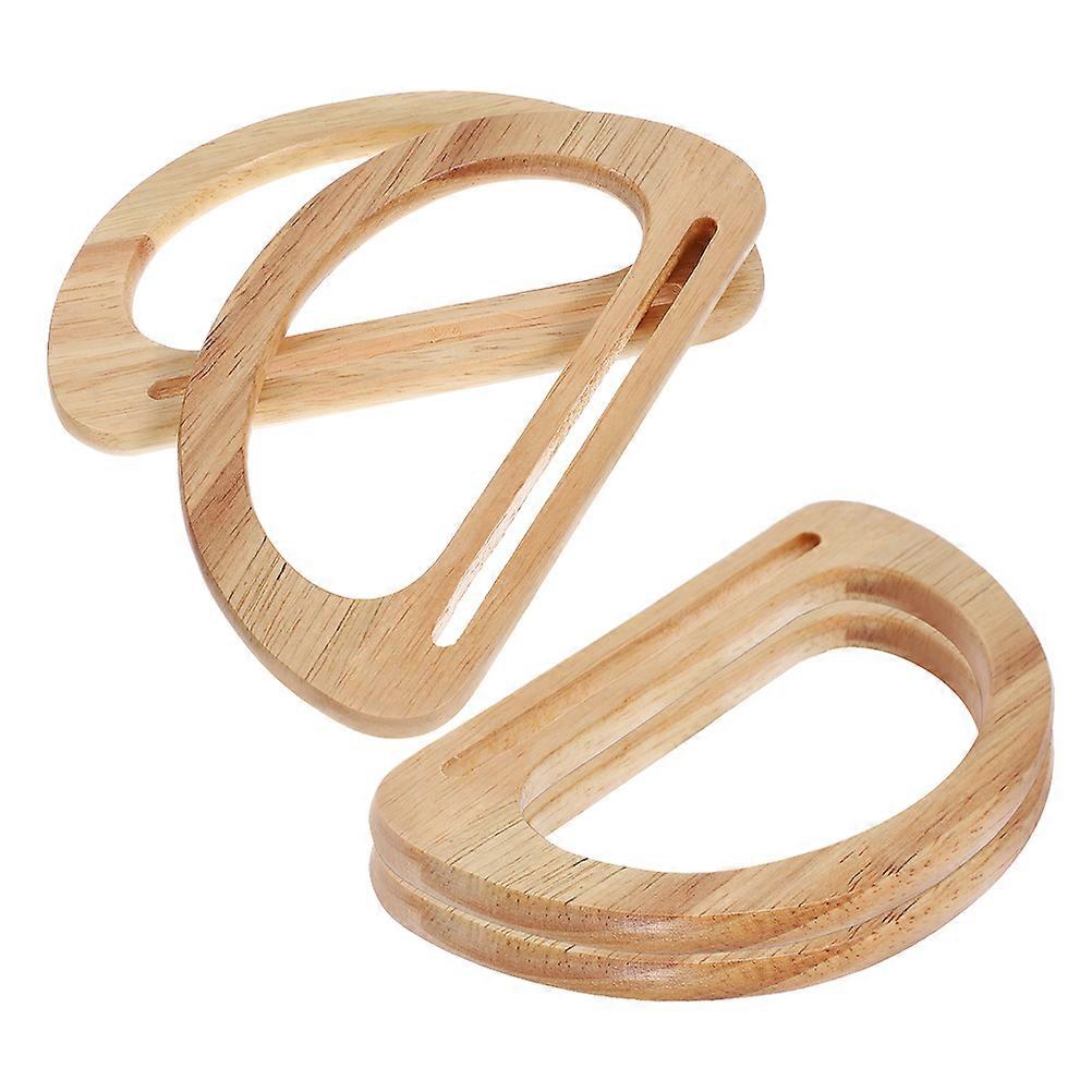 Wood Tote Bag Handle for Decorative Replacement 4Pcs D Shape Handles