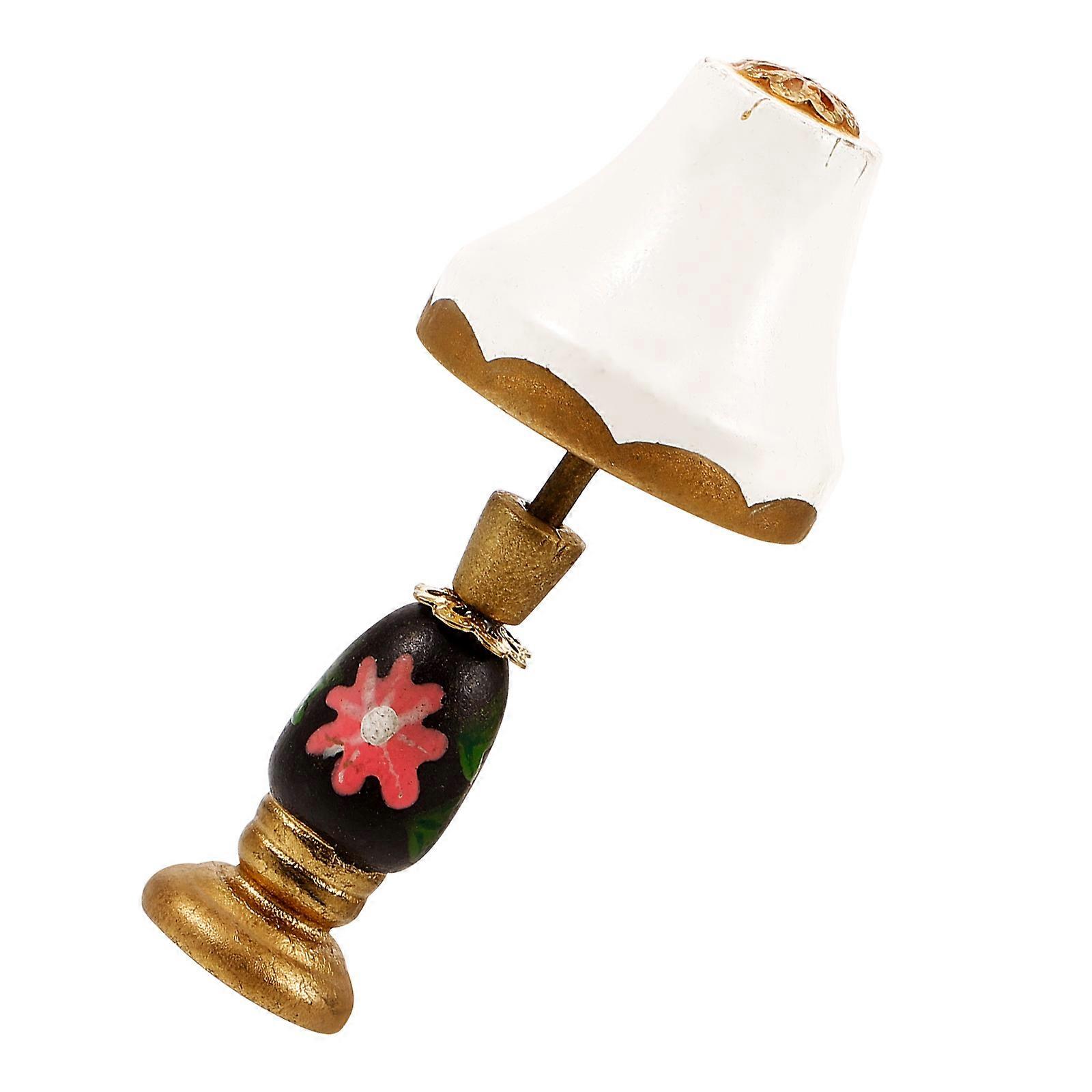 Mini House Lamp Resin Miniature Lamp Model for Decor 2Pcs White Table Lights