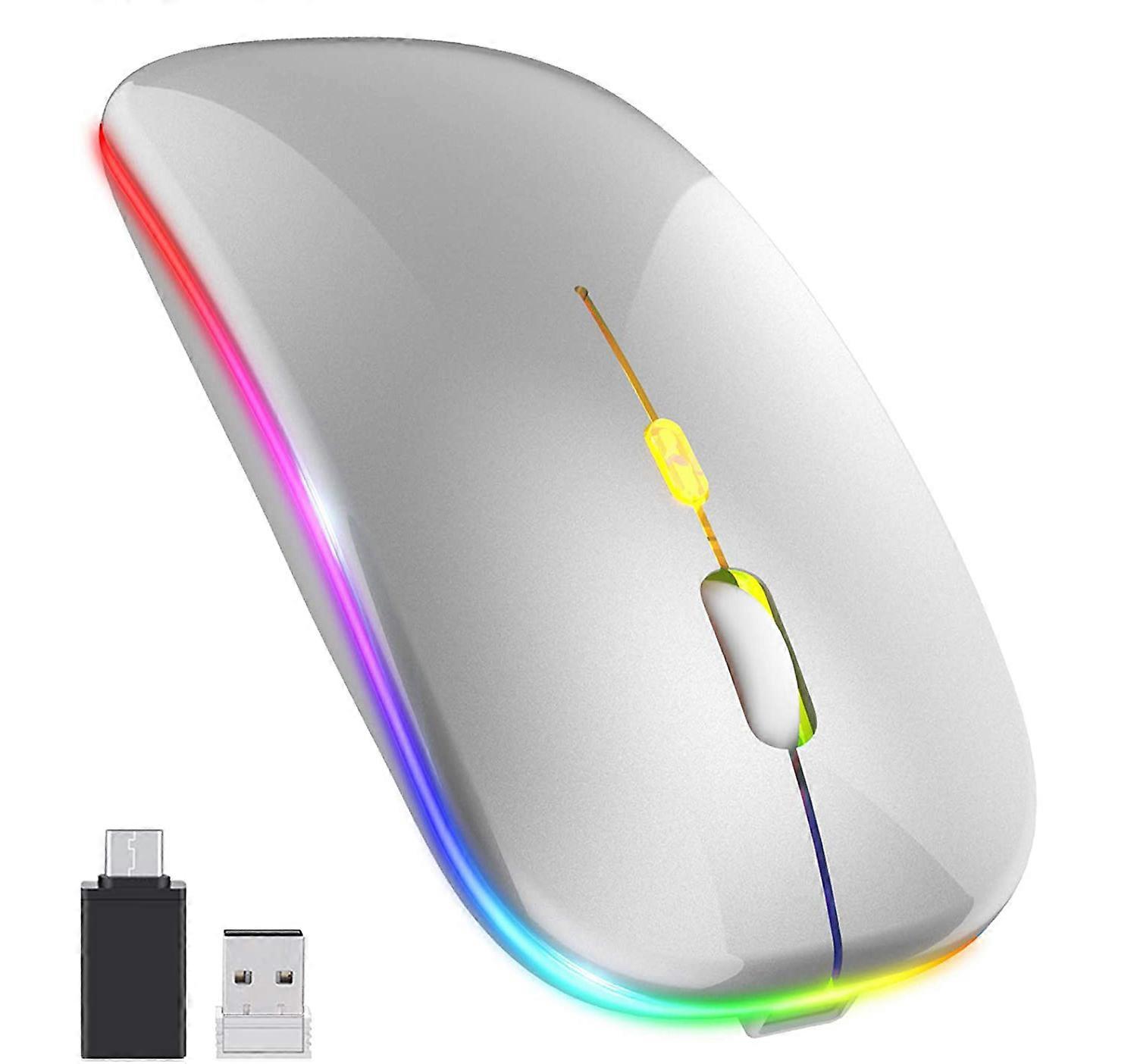 Wireless Mouse Rechargeable Slim Silent 2.4G Portable Mobile Optical USB Type~c Receiver Notebook Laptop Computer Desktop
