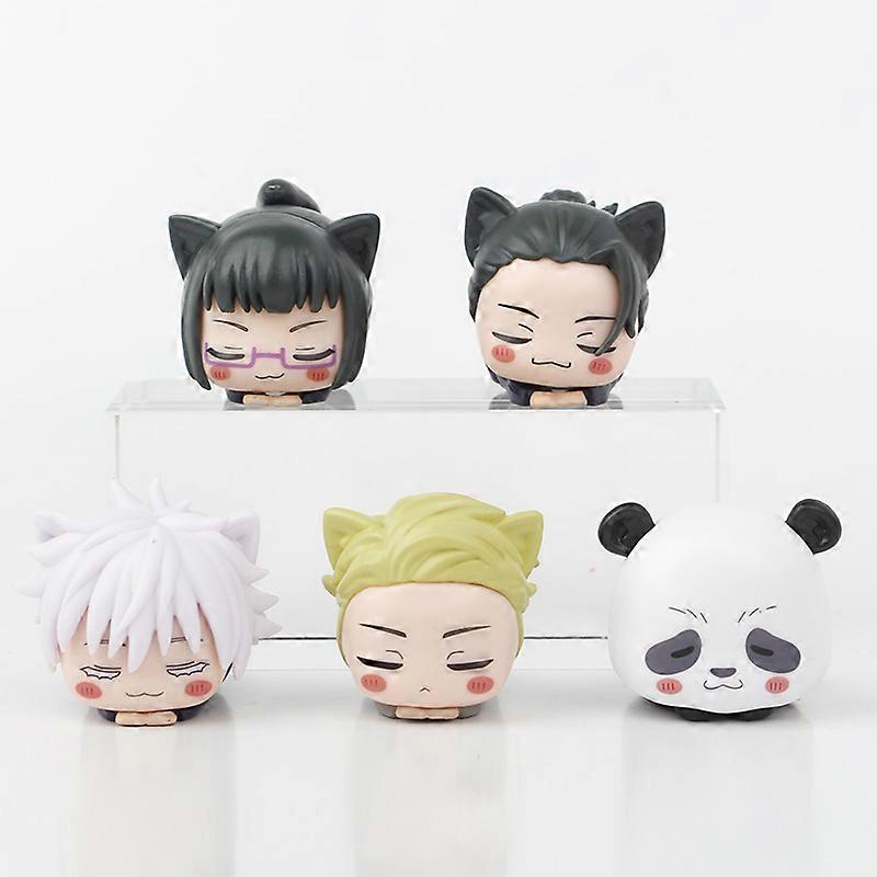 5pcs/set Anime Jujutsu Kaisen Characters Sleepping Version Panda Model Toys About 5 cm