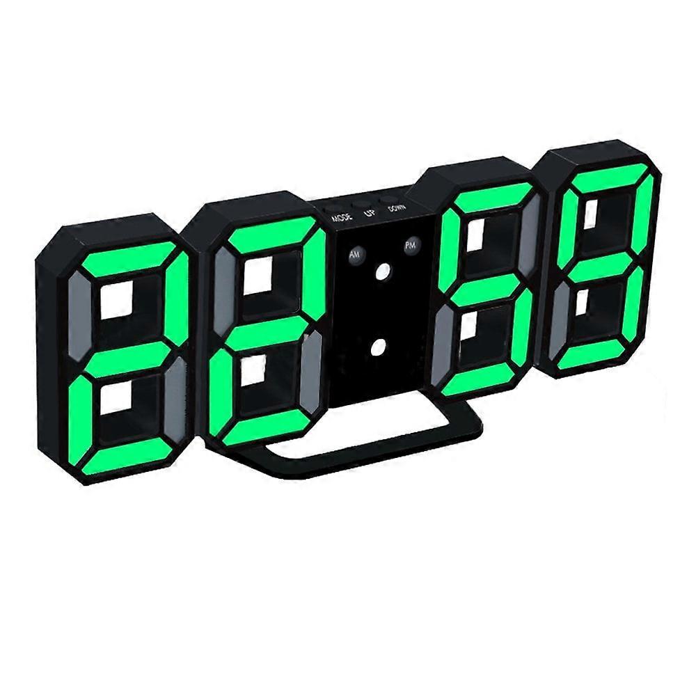 AMERTEER Modern Home Electronic 3D Numbers LED Digital Alarm Clock Night Light Wall Clock with Snooze Timer (White and Blue)