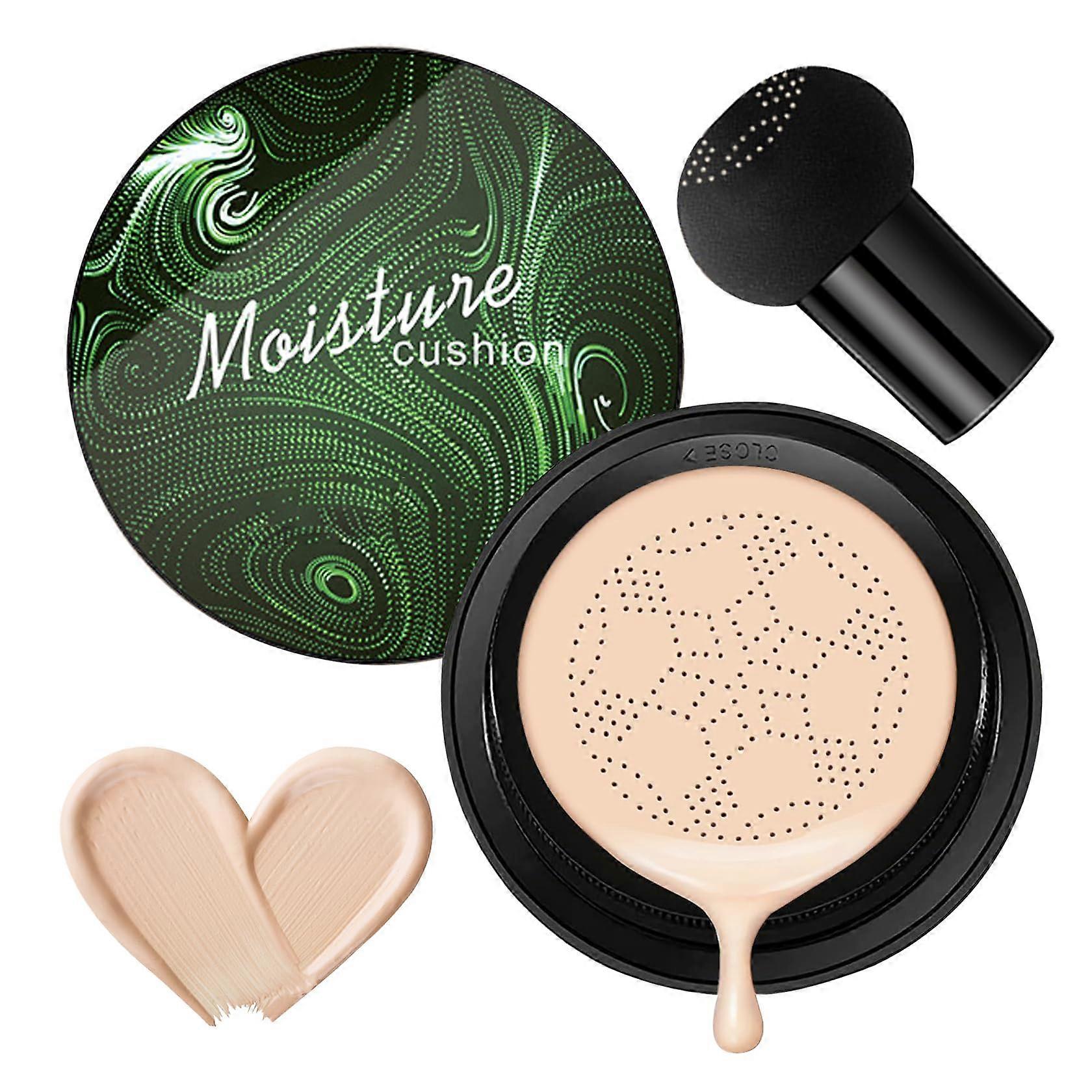 Air Cushion CC Cream with Mushroom Head Applicator, Full Coverage Waterproof Oil Control Ivory