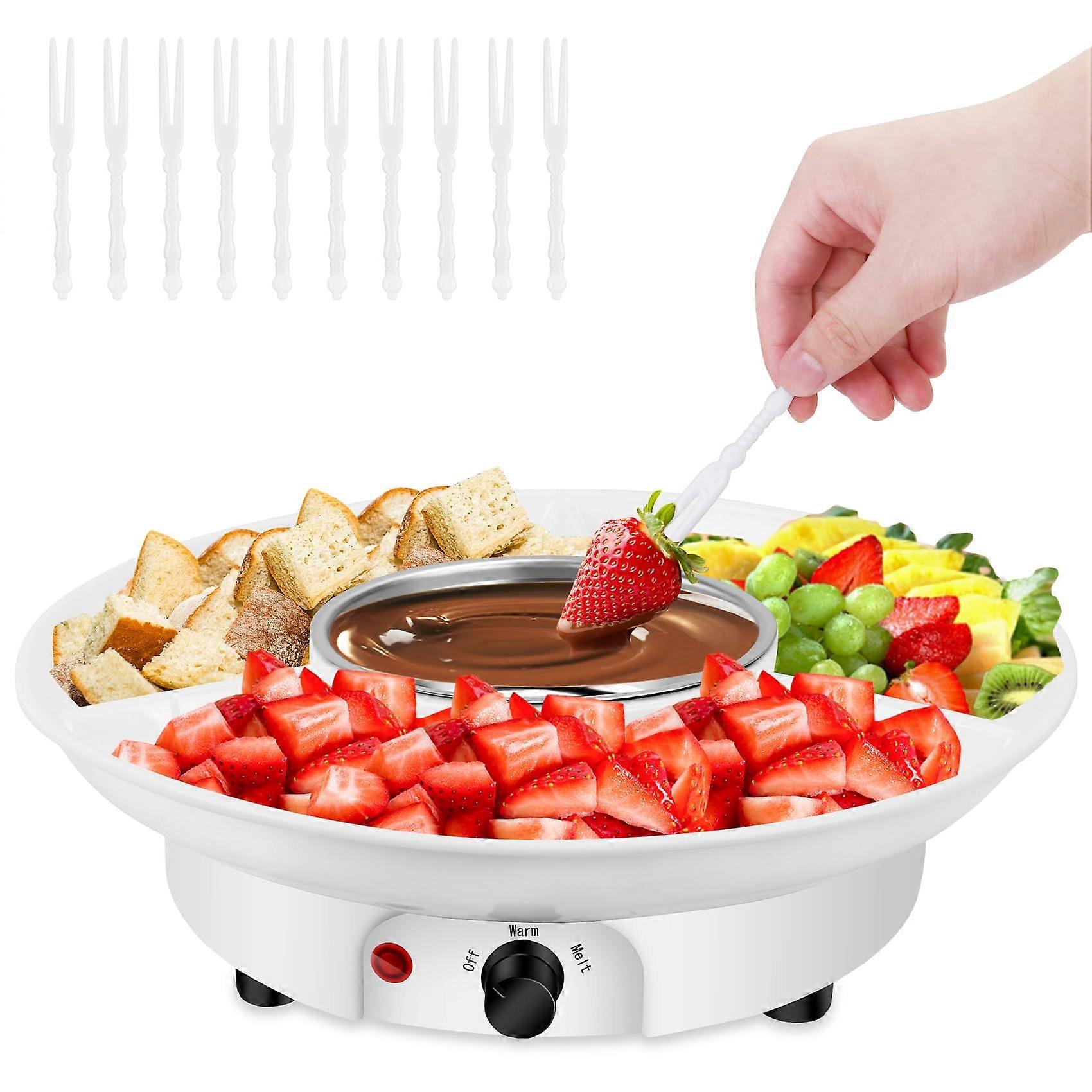Electric Chocolate Melting Pot Fondue Set with Forks, 260ml Stainless Steel Warmer for Home Parties