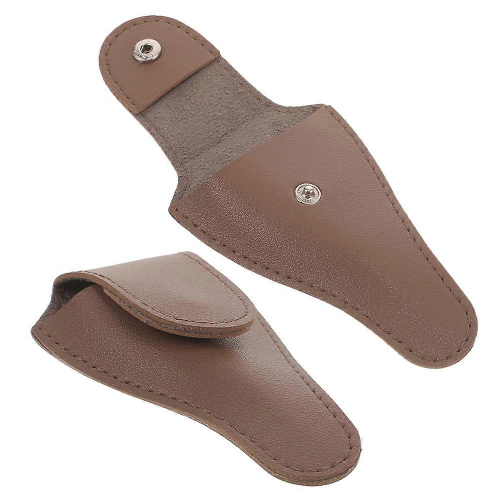 Coffee PU Nail Scissors Pouch Set for 4Pcs Cuticle Scissors