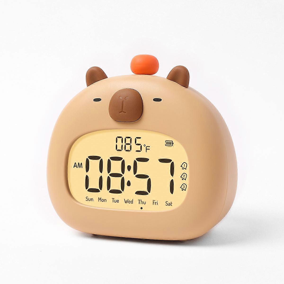 Capybara LED Alarm Clock Digital Rechargeable Multi-functional Timer Dimmable Bedside Table Lamp USB Charge Kids Gift Desk Decor