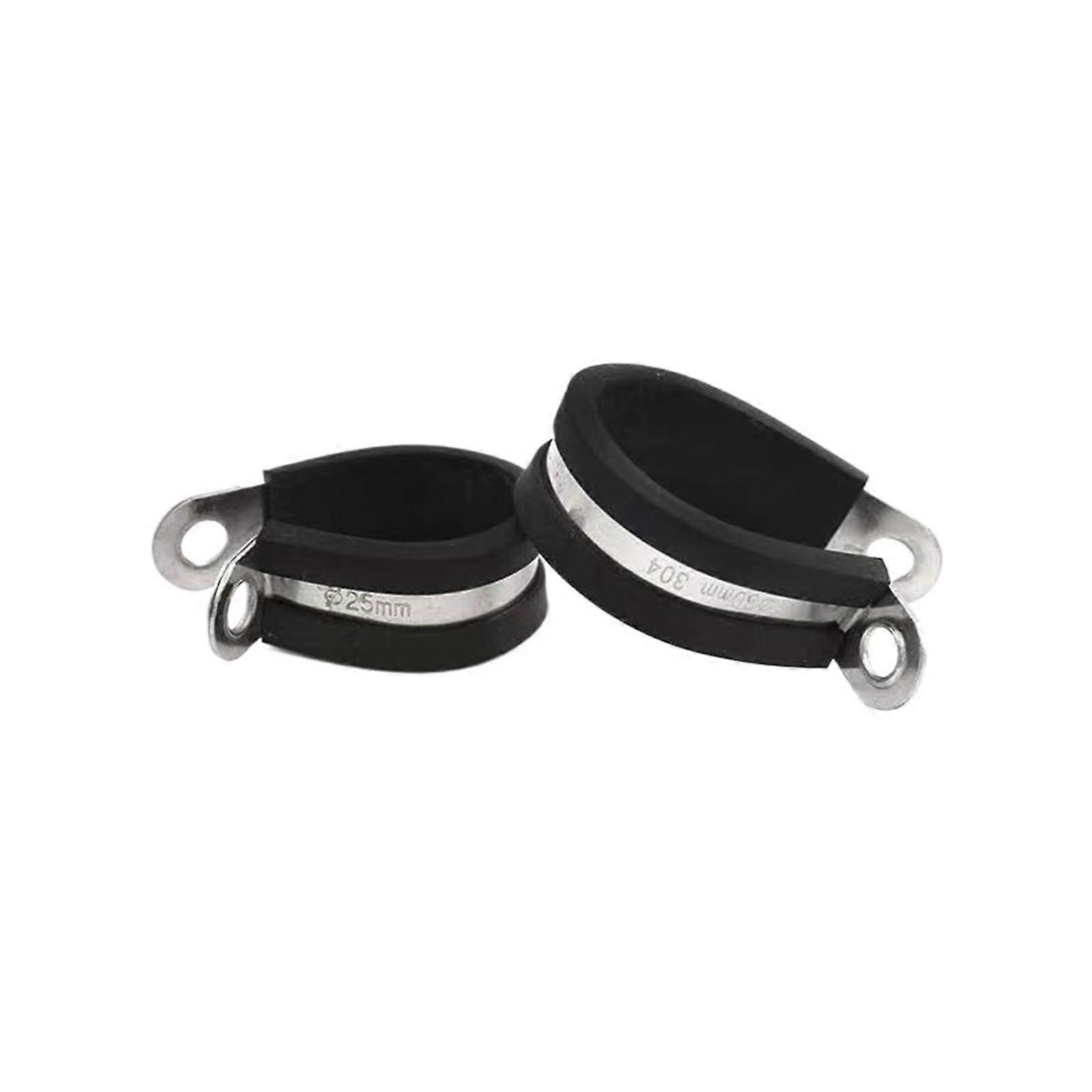 R Type Hose Clamp 6200m 18mm Bandwidth 304SS Rubber Insulated P Clamps Double Layers Cable Clip 70mm Pack Of 5