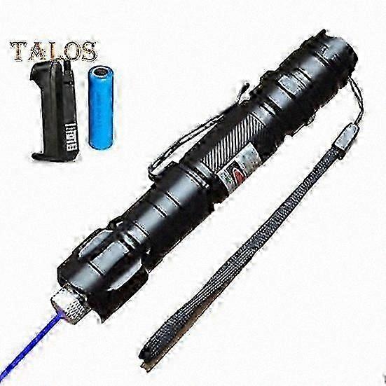 High-Power Green Laser Pointer with Rechargeable 18650 Battery, Long-Range Beam, Spotlight Function, and Star Cap Design for Flashlight Use