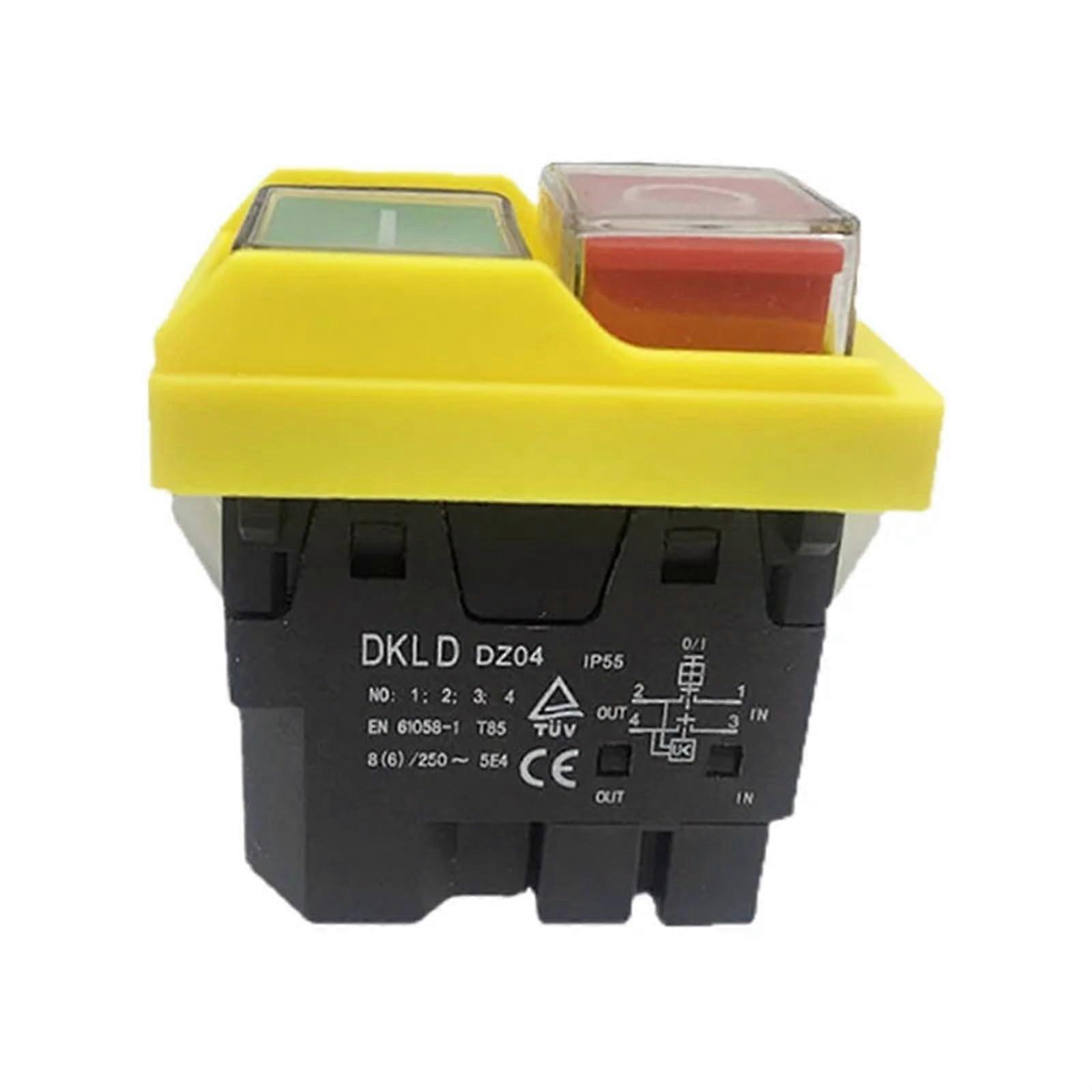 DZ04 4 Pins Waterproof Electromagnetic Push Button Switches Start Stop For Grinding Machine 250VAC 8(6)A