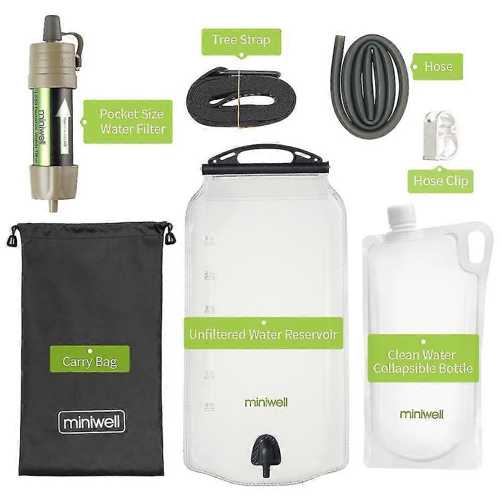 Portable Gravity Water Filter System with 3L Reservoir and Tree Strap for Outdoor Camping and
