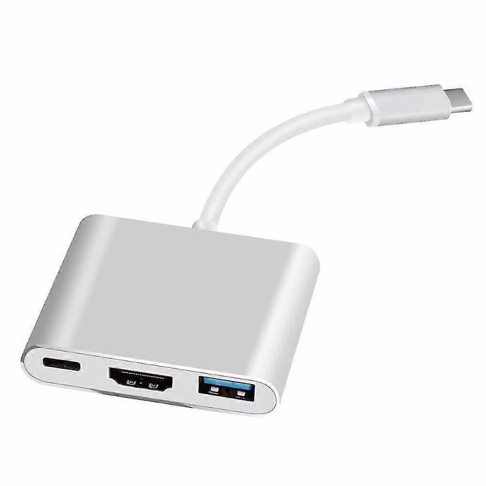 New Type-c Hub Usb C To Hdmi-compatible Splitter Usb-c 3 In 1 4k Hdmi Usb 3.0 Pd Fast Charging Smart Adapter For Macbook Dell