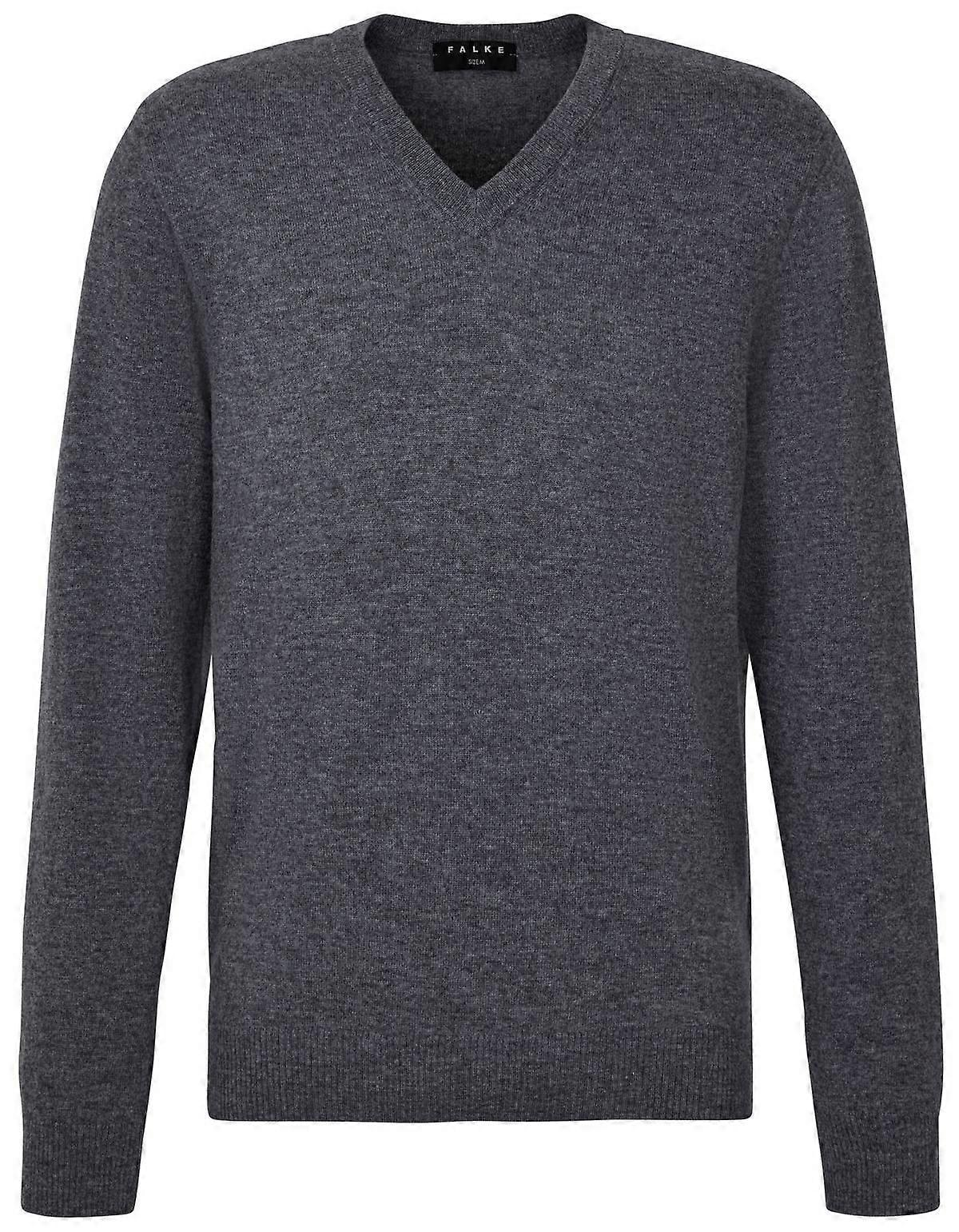Falke Lambswool V-Neck Sweater - Heather Dark Grey