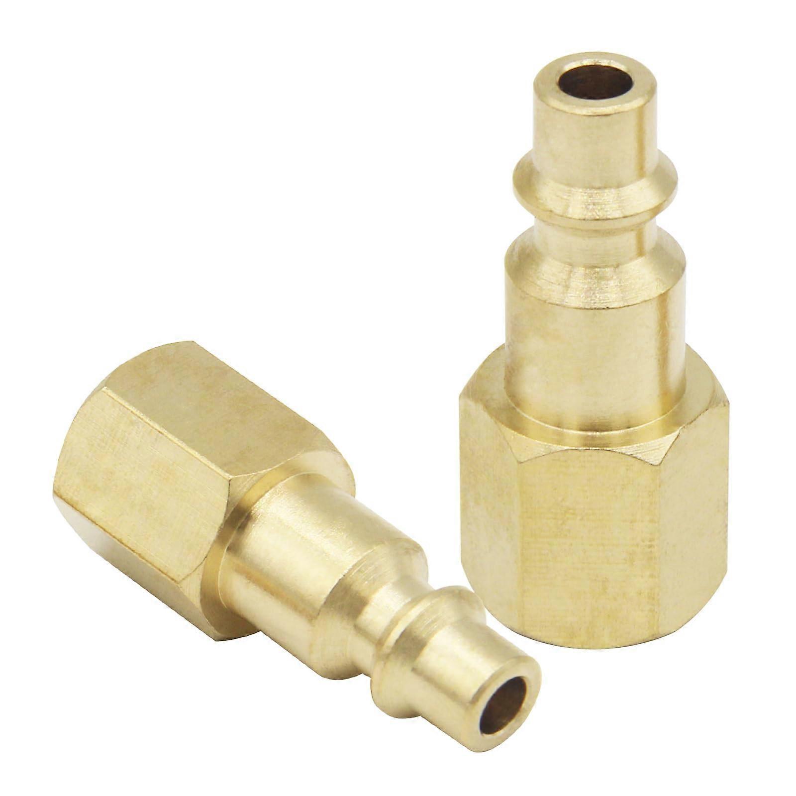 Air Compressor Fittings 1/4 Inch NPT Female Plug Solid Brass Quick Connect 300 PSI Type D 2 Pack