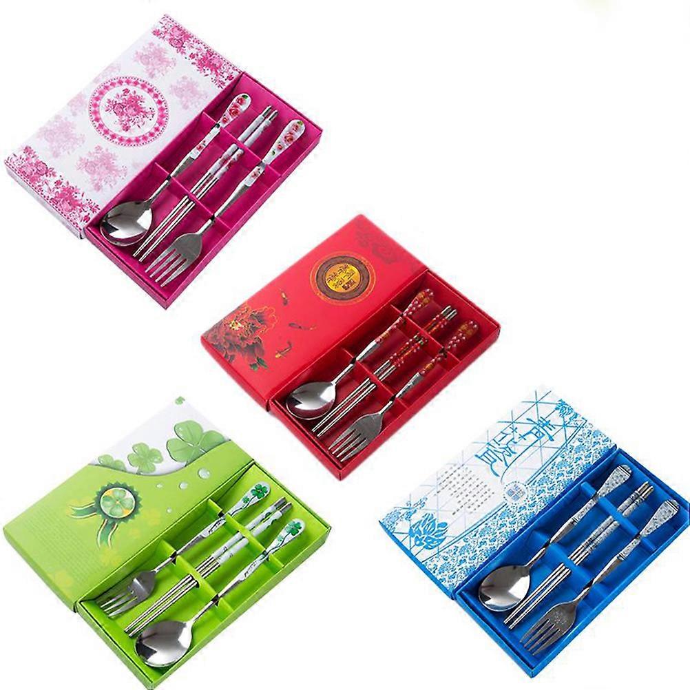 Camping Utensils Portable Spoon Fork Set Eco Friendly Reusable 3Pcs Pink