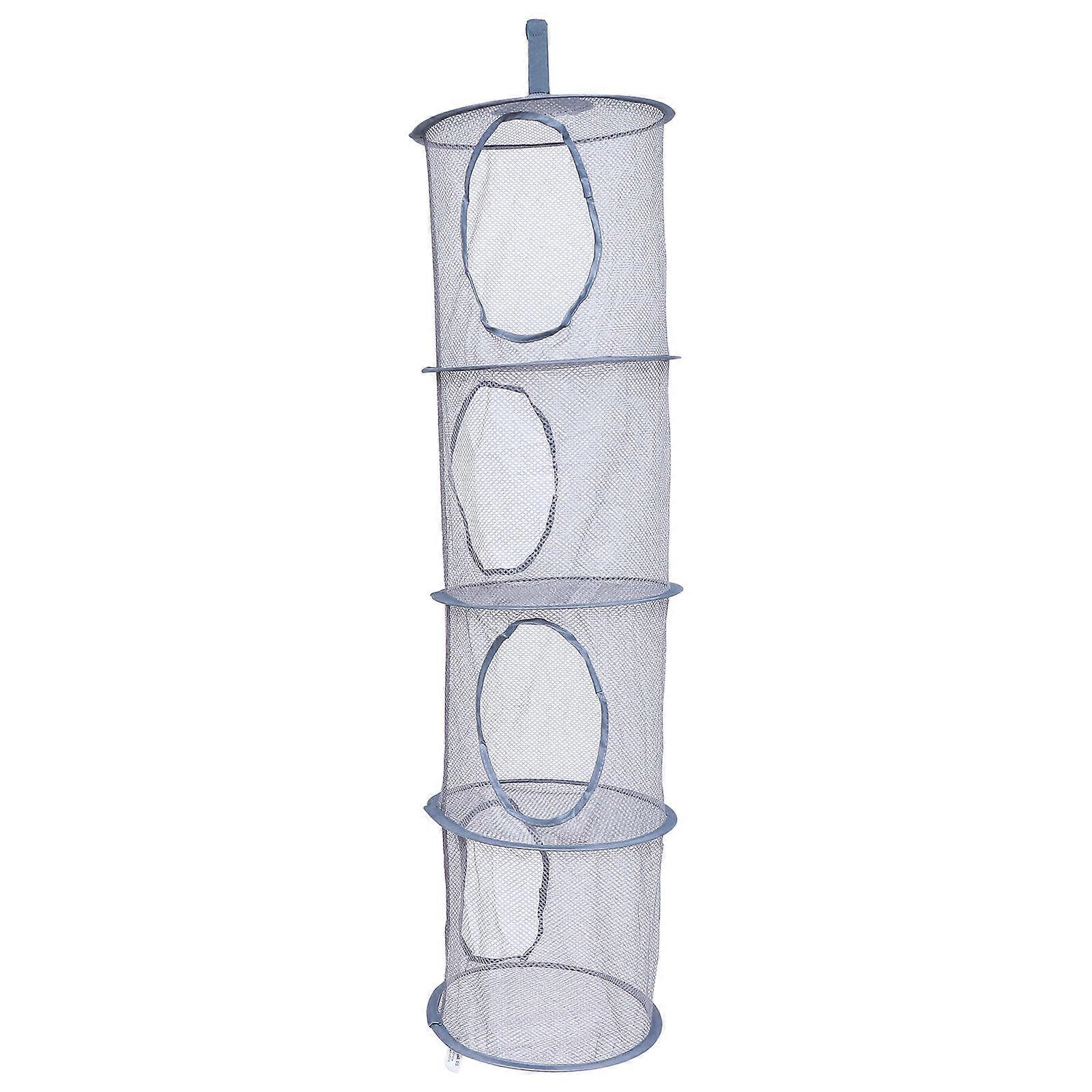 Laundry Hanging Dryer Grey Foldable 4 Layers Mesh Basket 3Pcs