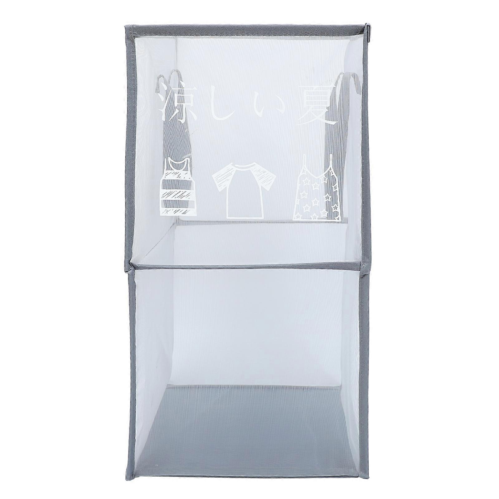 Compact Folding Hamper Synthetic Material Storage For Small Apartment Light Grey Color 1Pack