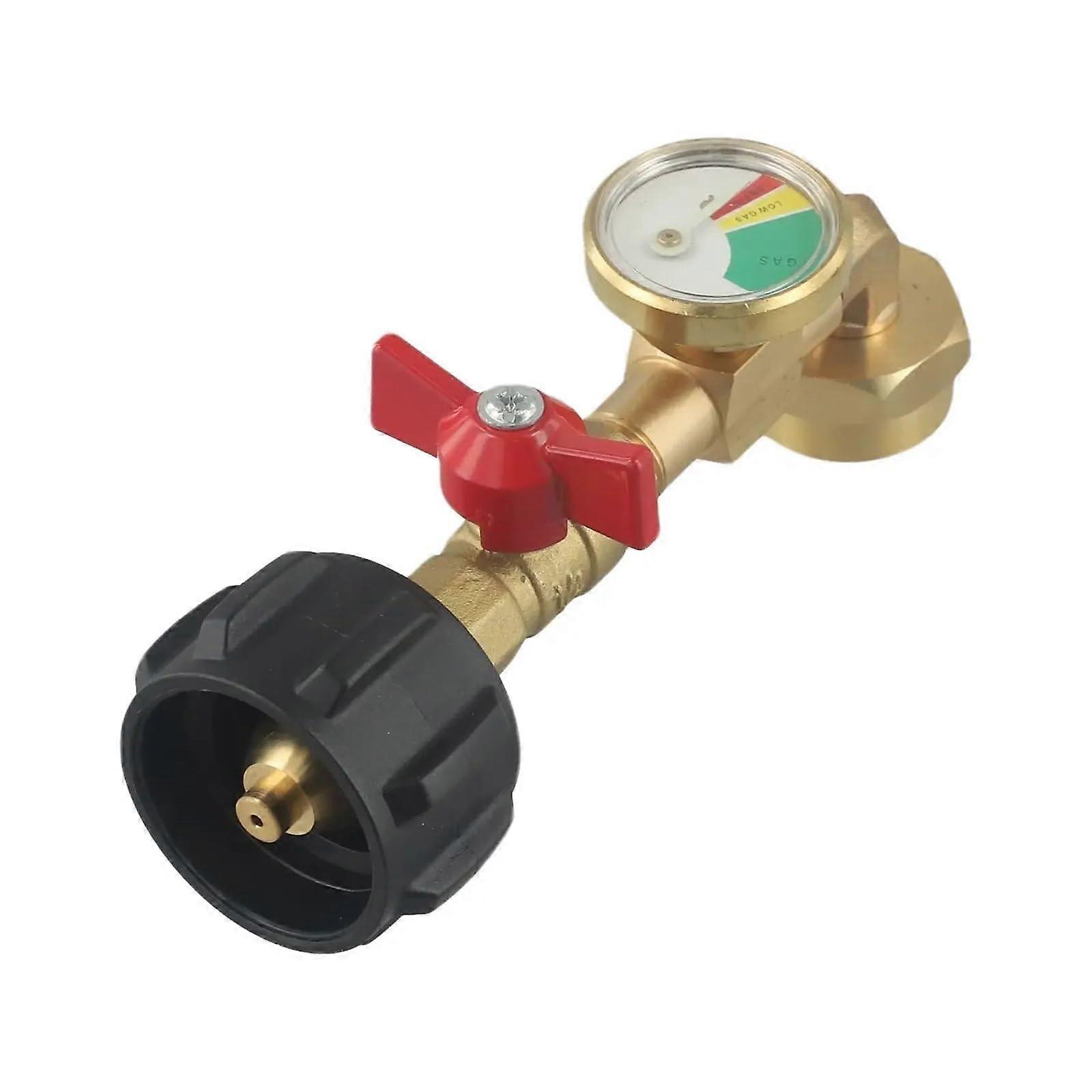 Propane Refill Adapter with Gauge for 1lb to 20lb Propane Tank, Solid Brass LeakProof Connector