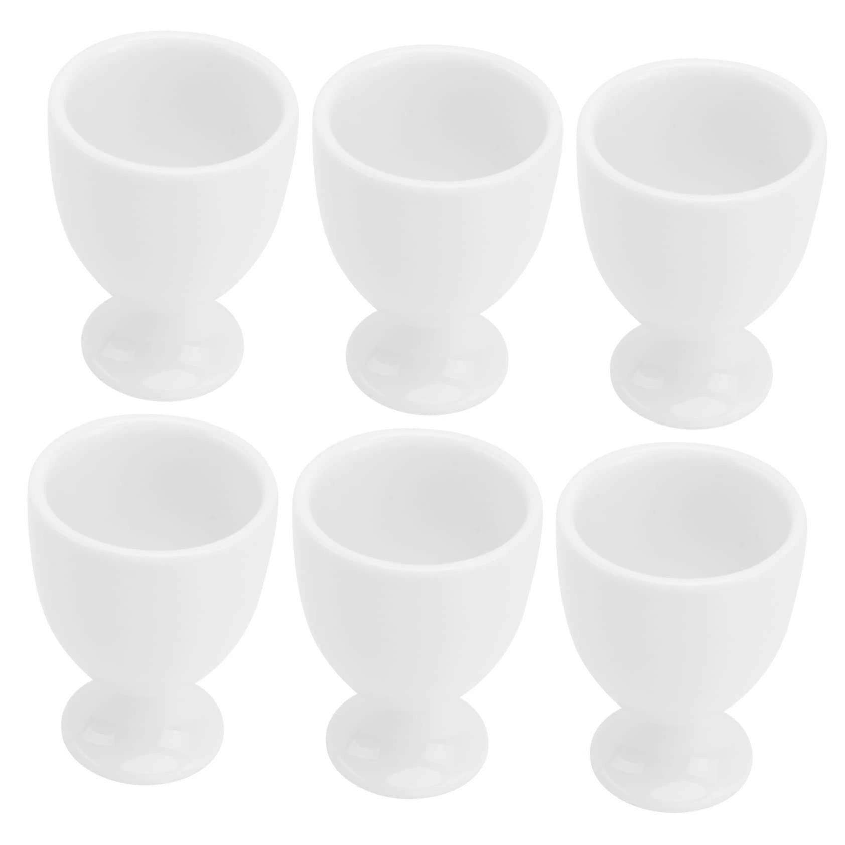 6pcs White Ceramic Egg Cups Porcelain Holders for Breakfast Kitchen Dining 6x4cm Gift Set
