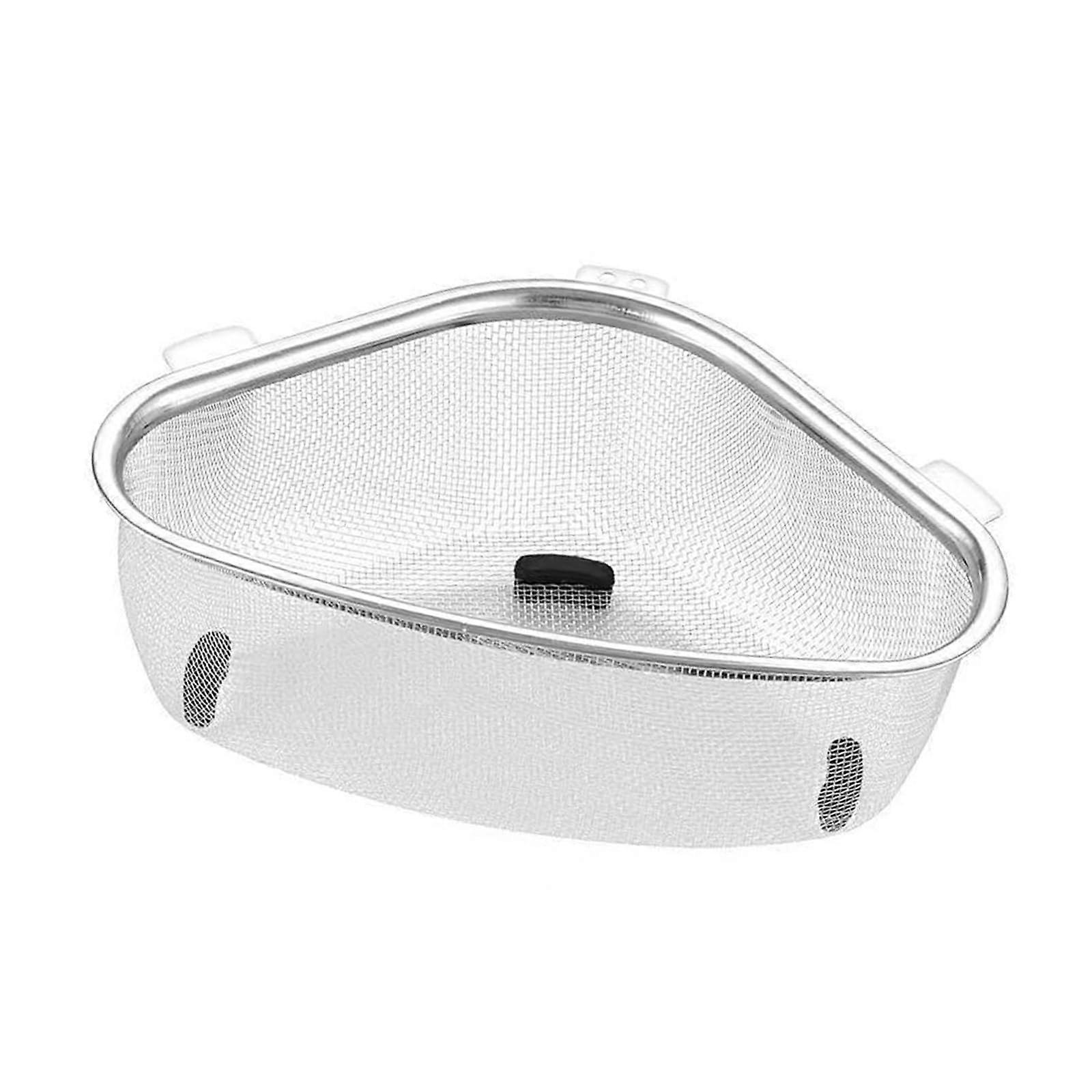 Stainless Steel Corner Sink Strainer Triangle Kitchen Drain Basket Rust Resistant Clog Prevention