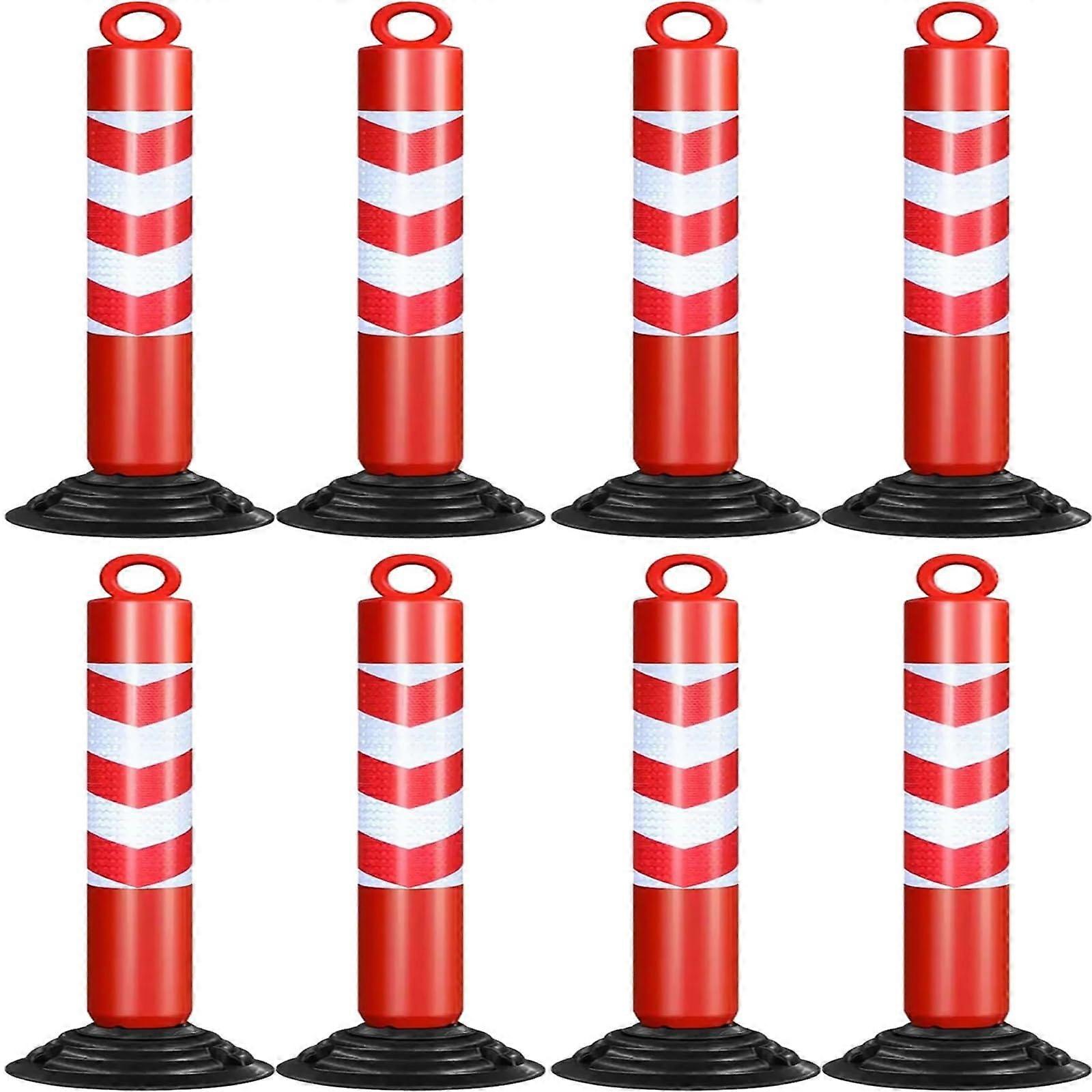 Removable Traffic Delineator Posts with Reflective Safety Bollards, 39.4in, 8 Pack