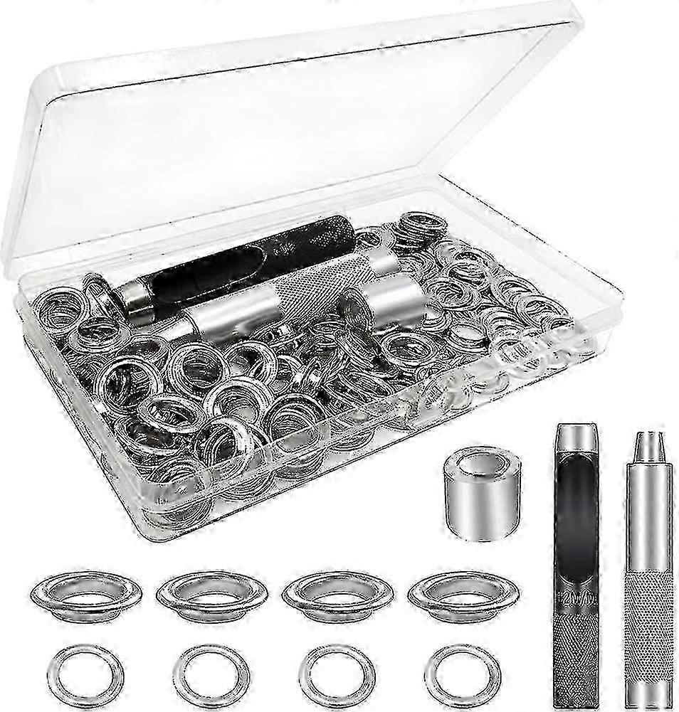 Eyelet Tool Kit, 100 Set Eyelets, Tarpaulin Eyelets, Grommet Eyelets Kit