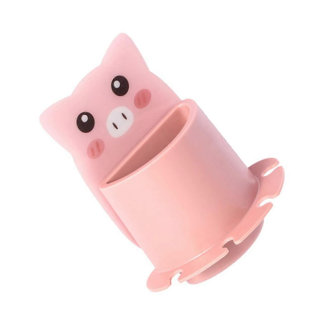 SelfAdhesive Toothbrush Holder Bathroom Wall Organizer with MultiItem Storage Pink Easy Install