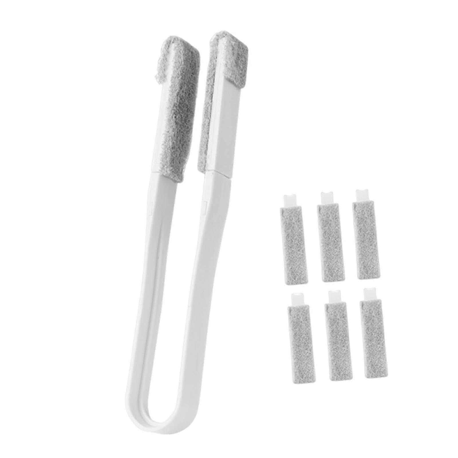 Double Sided Window Cleaning Brush with Extended Handle for Home Kitchen and Narrow Gaps, White