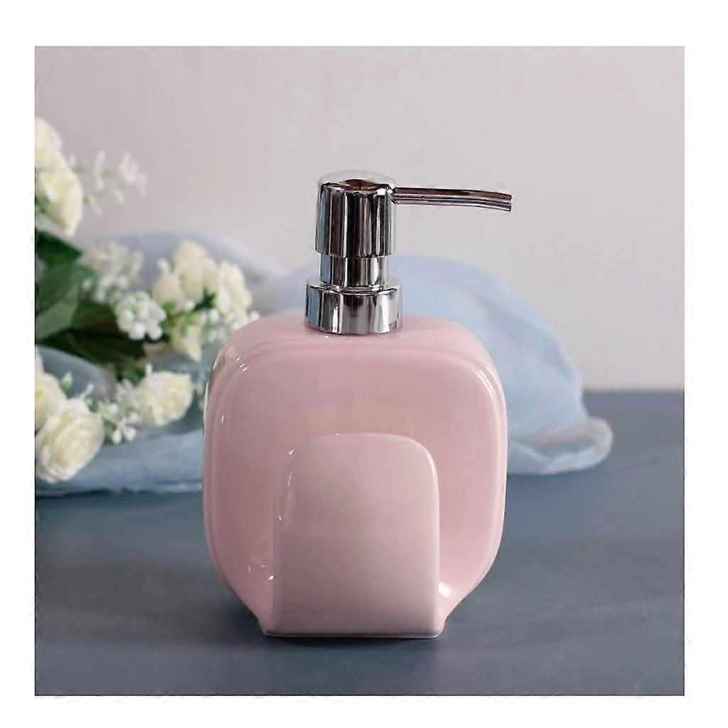 Pink Ceramic Soap Dispenser with Smooth Pump, Durable Body for Bathroom or Kitchen Sink