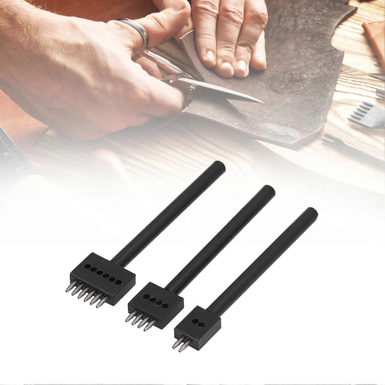 DIY Quick Black Tool Leather Durable Craft Tooth Perforated 3Pcs Leather Easy