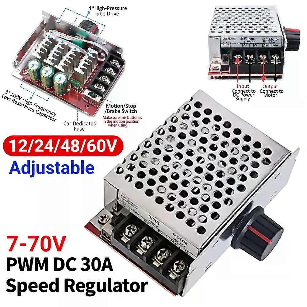7-70V PWM DC 30A Variable Speed Regulator Governor Switch 12/24/48/60 V Adjustable Motor Speed Controller Switch High Power