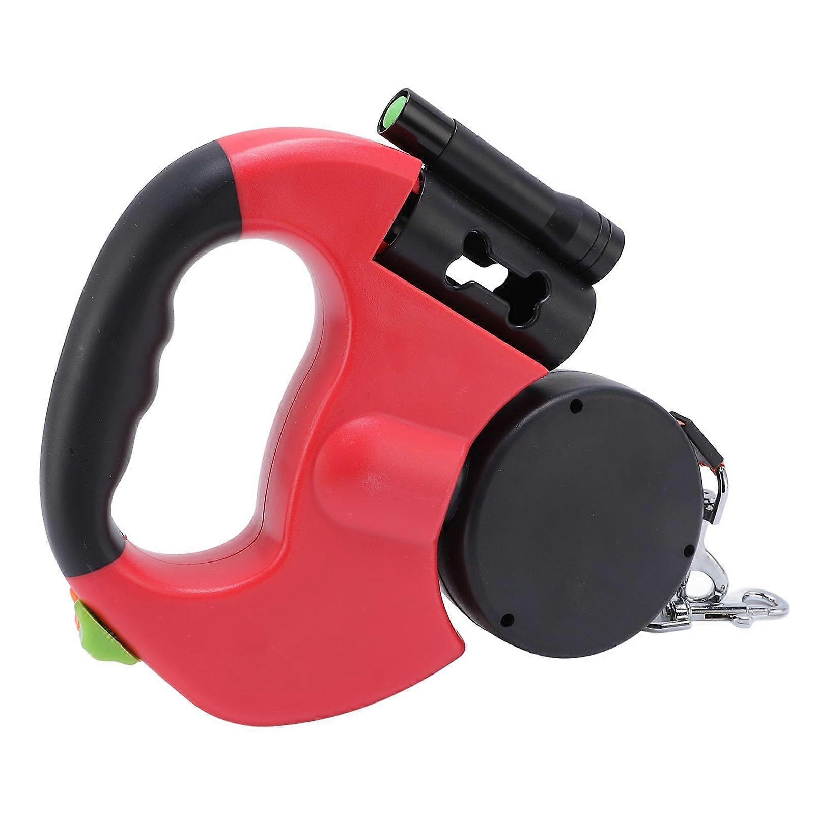 Retractable Dog Leash with LED Light, Dual Handle for Two Small and Medium Dogs, Red