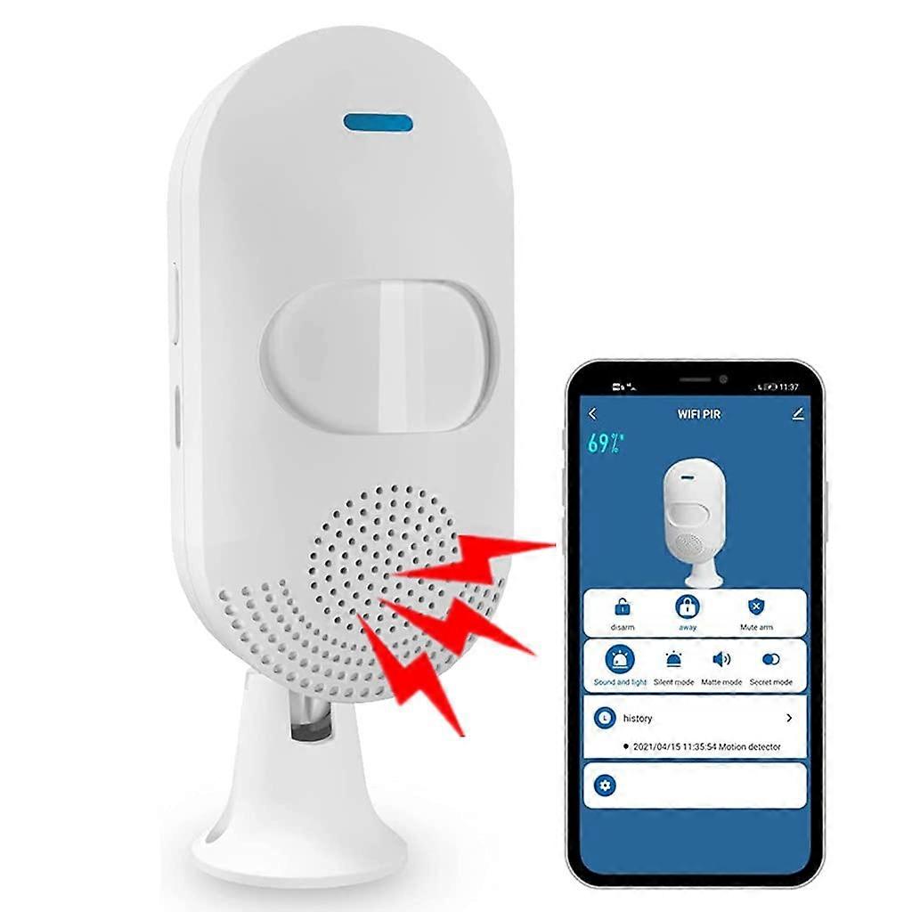 Smart WiFi Motion Sensor with Builtin Siren, No Hub Required Home Security, Alexa Compatible