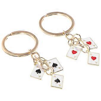 Poker Card Keychain for Decoration with 2Pcs Zinc Alloy Playing Card Key Rings