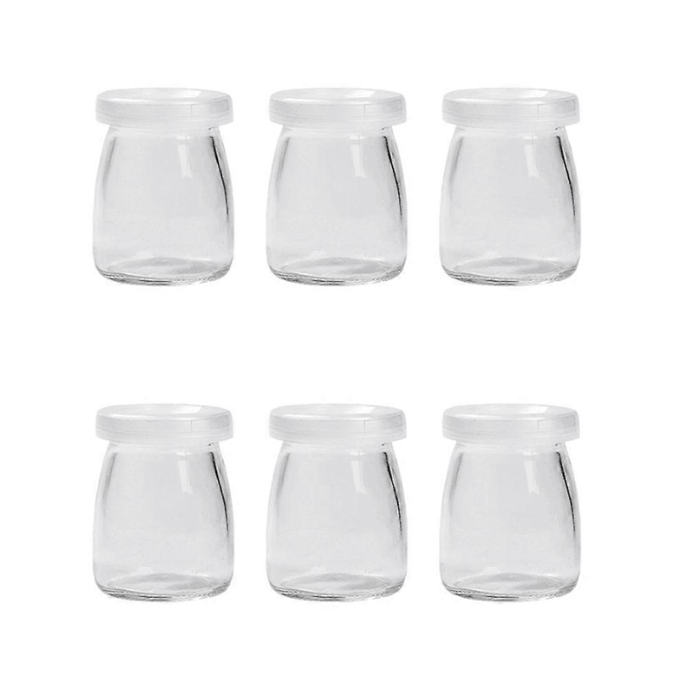 Glass Pudding Bottle 200ml Transparent for Kitchen Storage 6Pcs