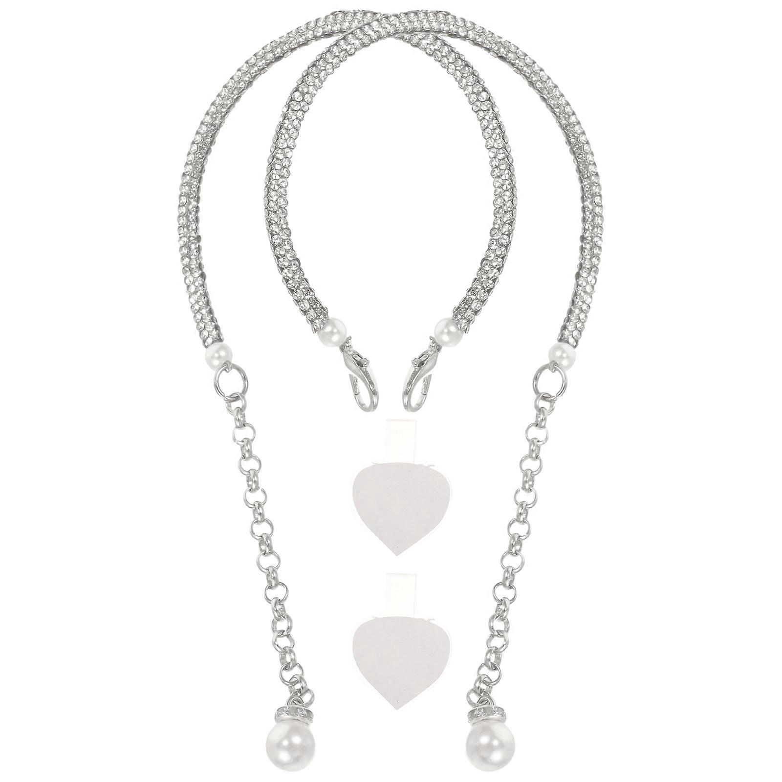 Replaceable Heel Shoe Chains with Rhinestone Straps for Decoration 1Pair