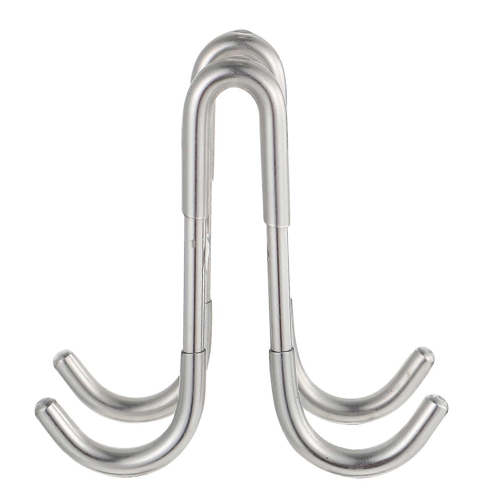 Bathroom Hanger Double Sides Hanging Hook for Bathroom 2Pcs Silver Pieces