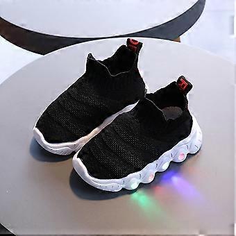 UTTOASFAY Kleinkinderschuhe, Babyschuhe für Mädchen und Jungen, Leuchtsocken, Strickschuhe, Freizeitschuhe, Schwarz, 3,5–4 Jahre