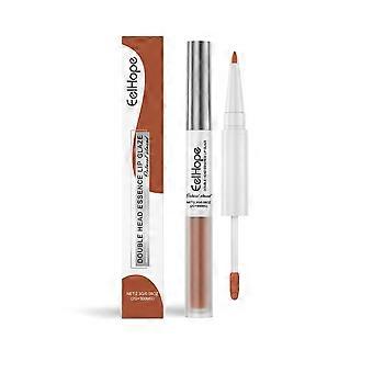 Dobbelthodet essens lipliner lip glaze penn to-i-ett lipliner lip glaze speil vann lys kvinnelig leppestift lipgloss havregryn mandel