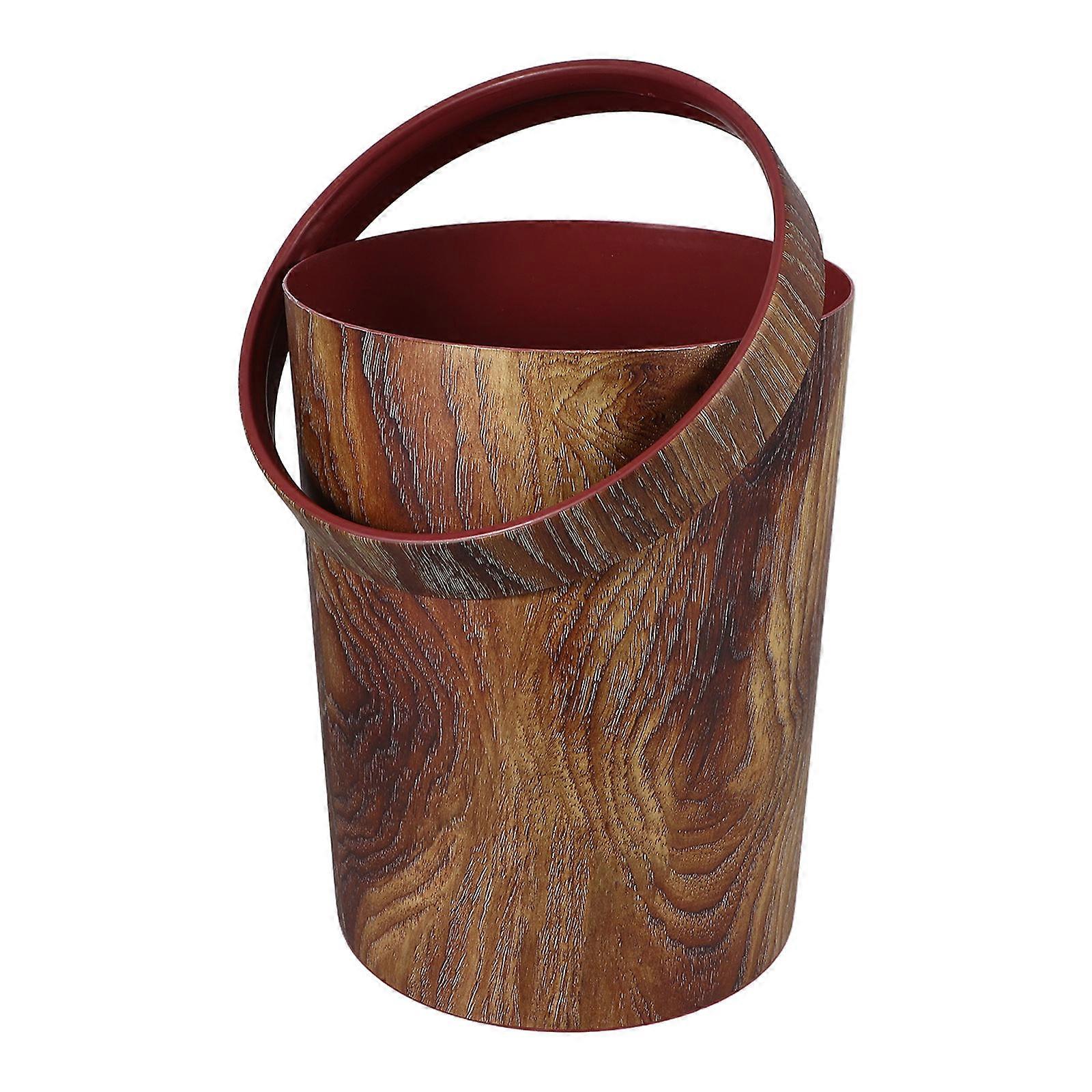 1Pc Home Retro Waste Bin Creative Plastic Garbage Container Random Pattern Style