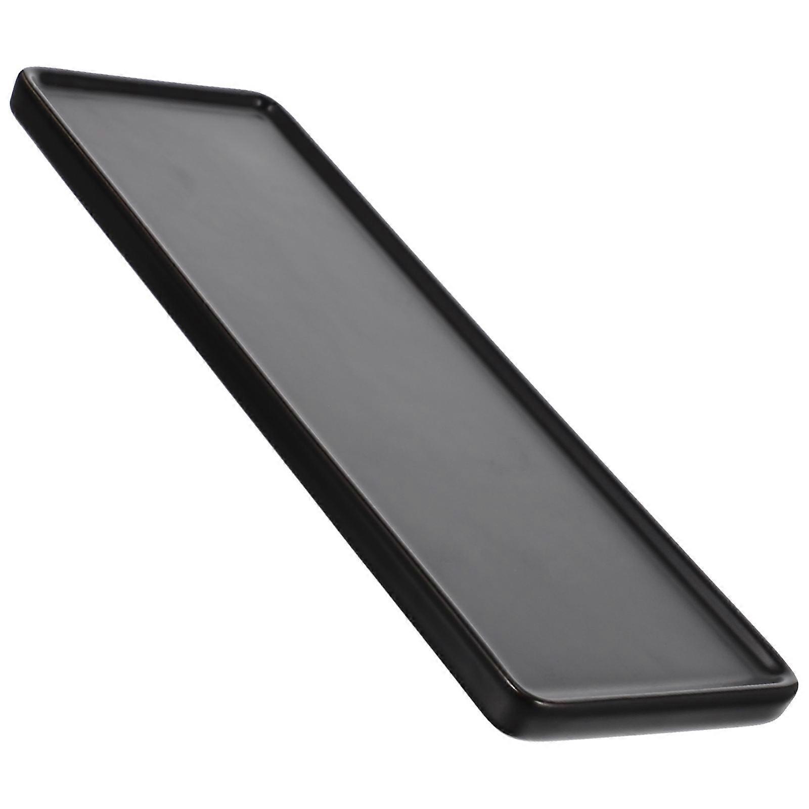 Black Long Rectangle Ceramic Tray for Storage Desktop Organizing Tray