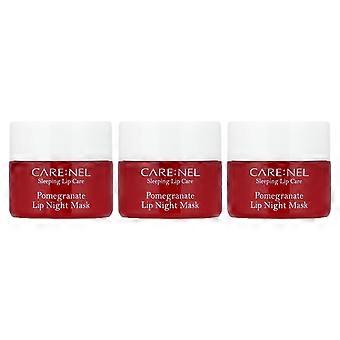 Care:Nel, Lip Night Mask Set, Pomegranate, 3 Pieces, 5 g Each, 2-Pack